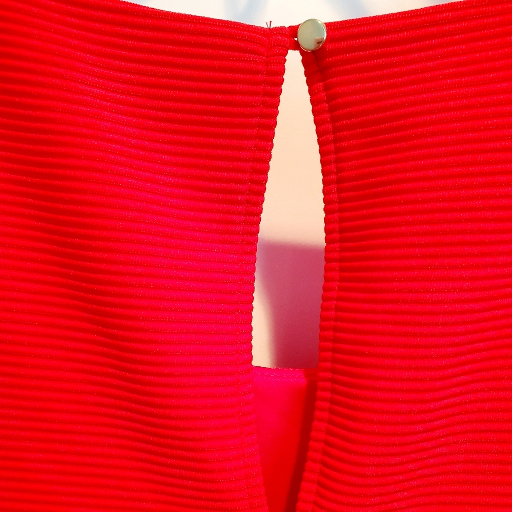 Express Ribbed Orange/Red Dress - Picture 4 of 6